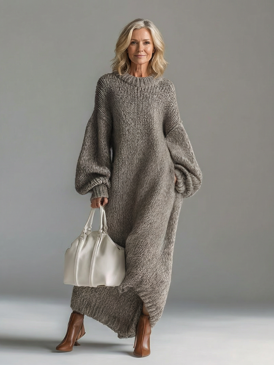 Verity | Oversized Knit Sweater Maxi Dress view 5