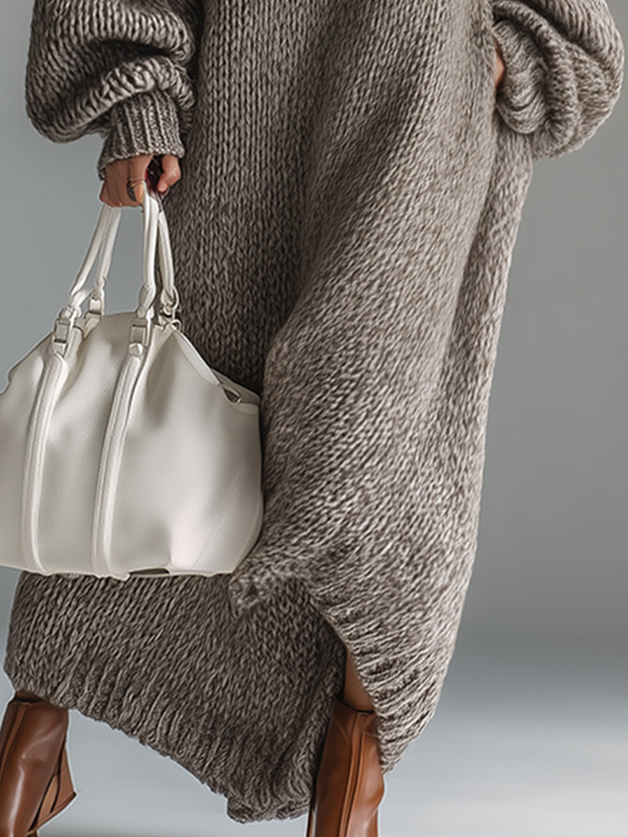 Verity | Oversized Knit Sweater Maxi Dress view 8