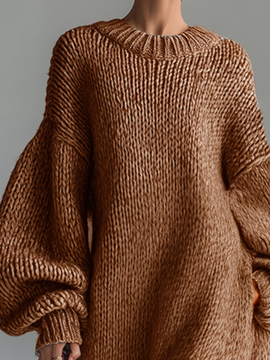 Verity | Oversized Knit Sweater Maxi Dress view 9