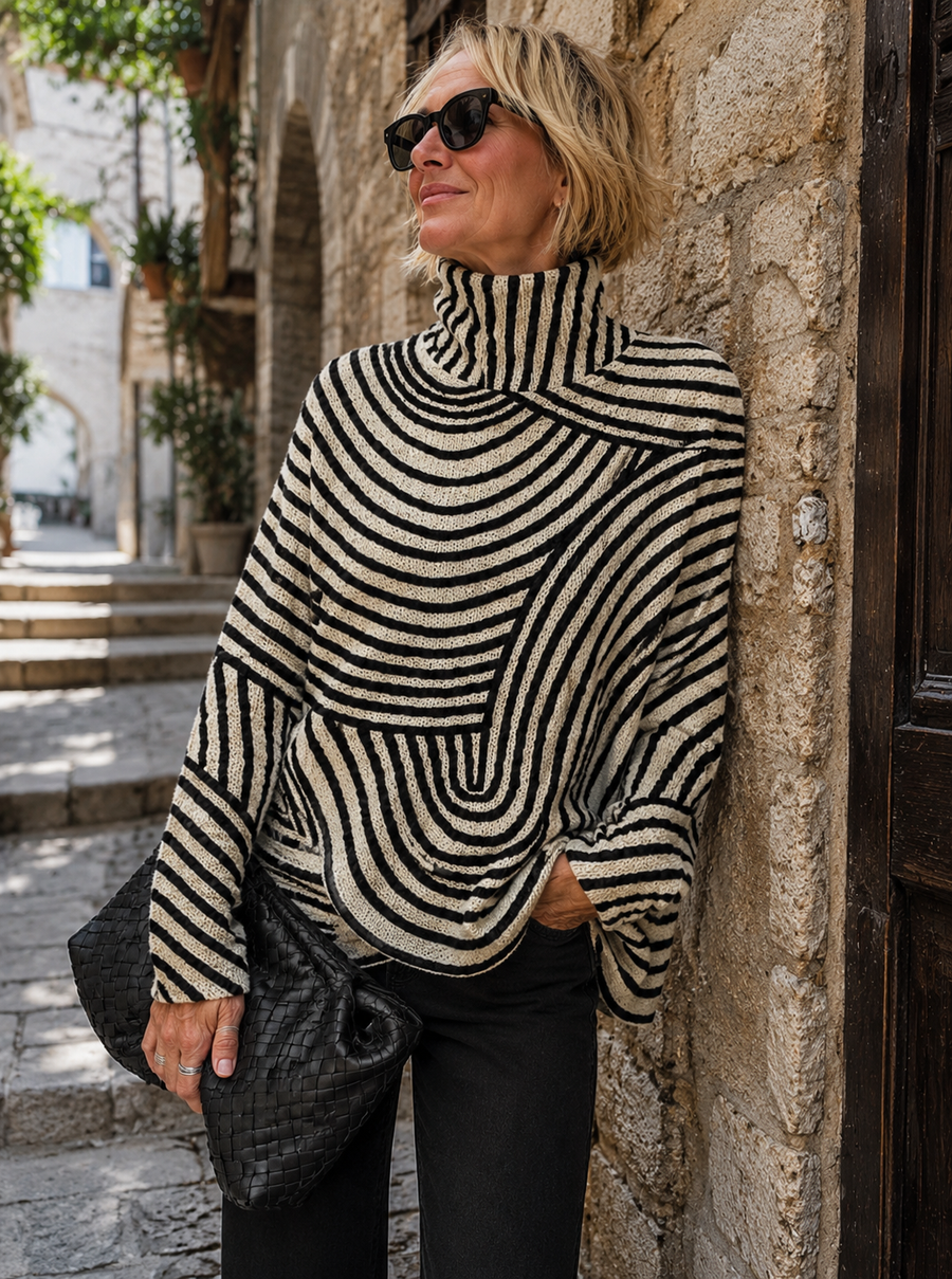 Ruth | Striped Roll Neck Turtleneck Sweater for Women view 3