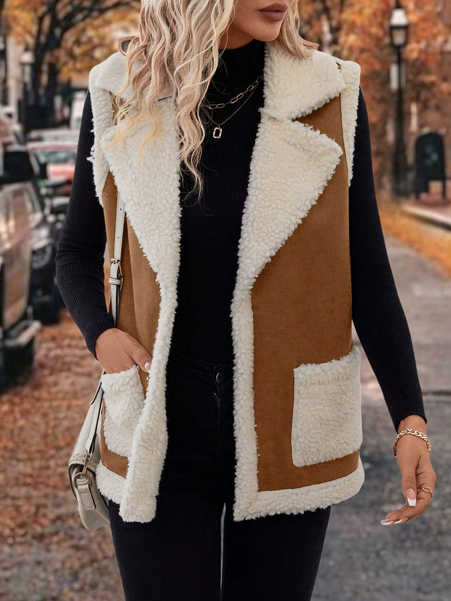 Sylvie | Women's Warm Vest – Lapel Collar Cozy Winter Vest view 5