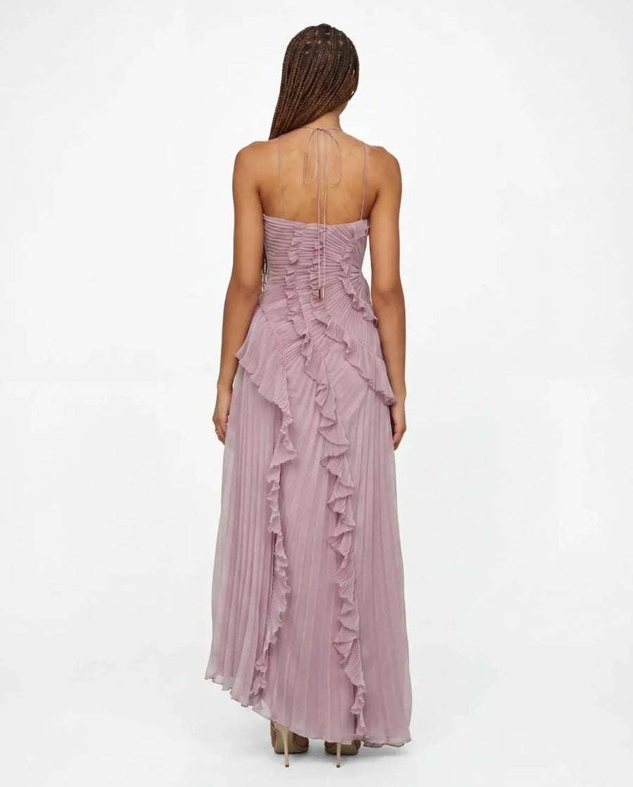 Anna | One-Shoulder Pleated Ruffle Maxi Dress view 3