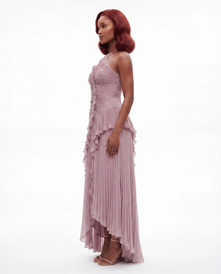 Anna | One-Shoulder Pleated Ruffle Maxi Dress view 2