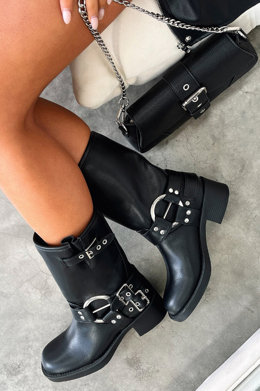 Elva | Ankle Block Heel Buckle Strap Ankle Boots view 8
