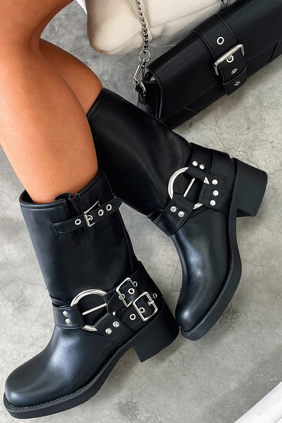 Elva | Ankle Block Heel Buckle Strap Ankle Boots view 7