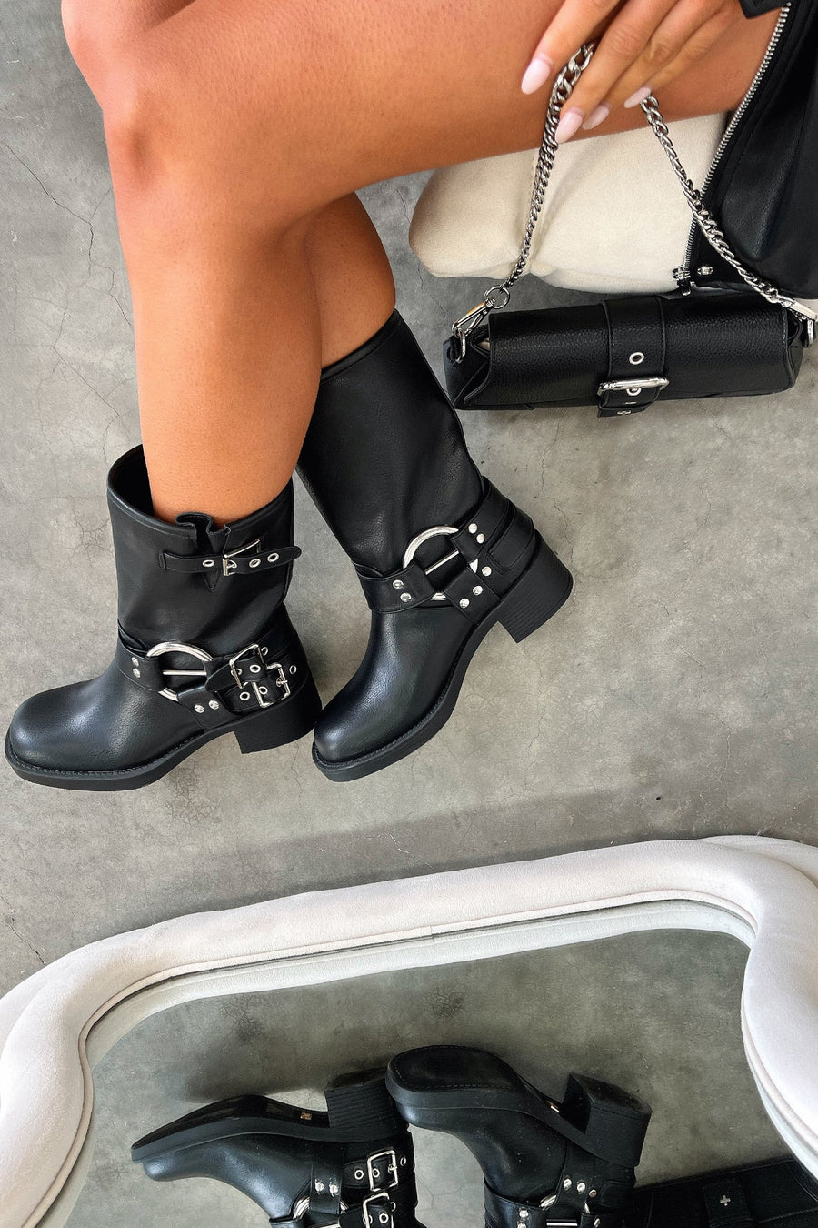 Elva | Ankle Block Heel Buckle Strap Ankle Boots view 6