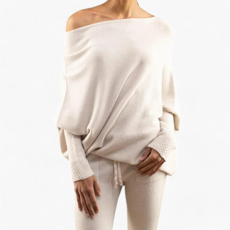 Penelope | Jumper with Off-Shoulder Neckline and Knit Texture