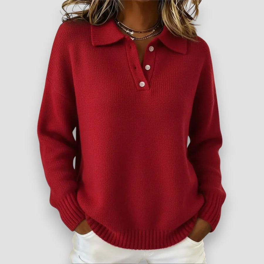 Alma | Women's Winter Sweater – Collared Polo view 1