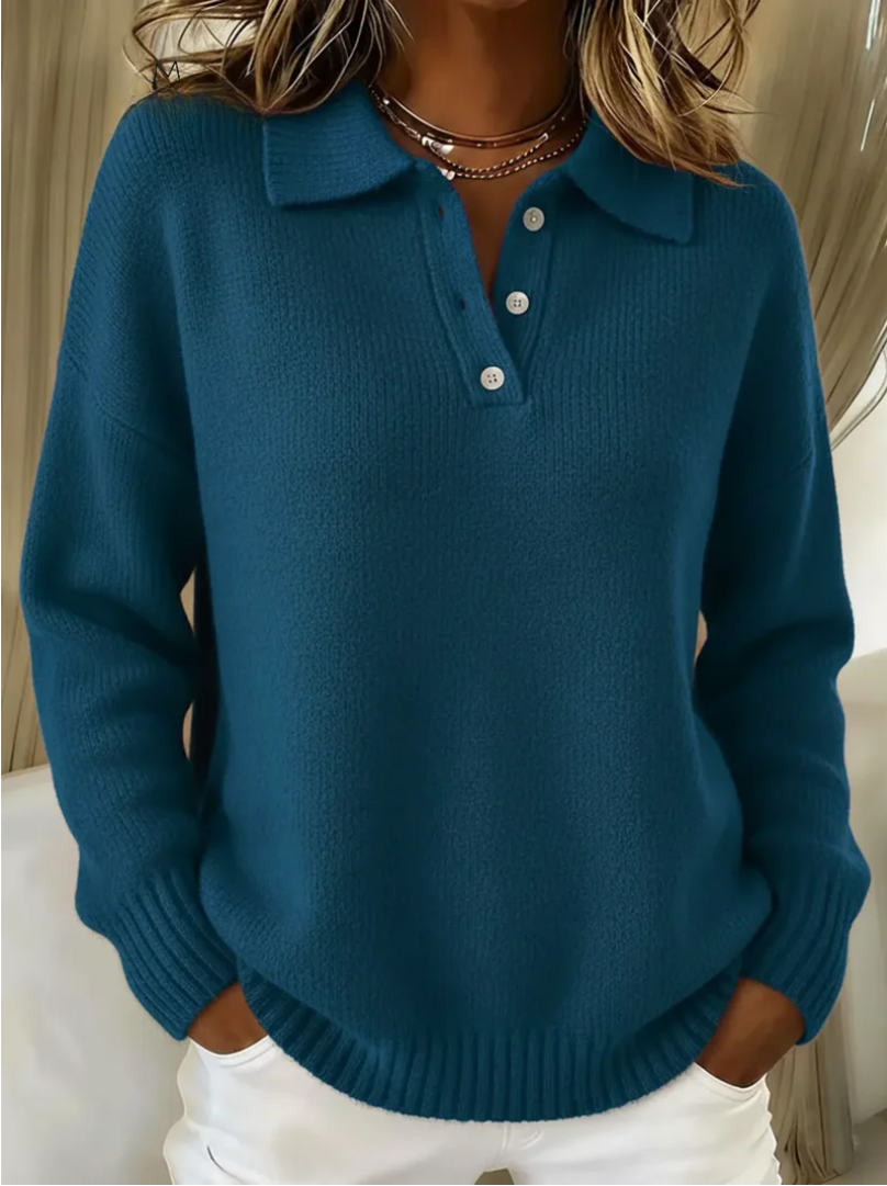 Alma | Women's Winter Sweater – Collared Polo view 3
