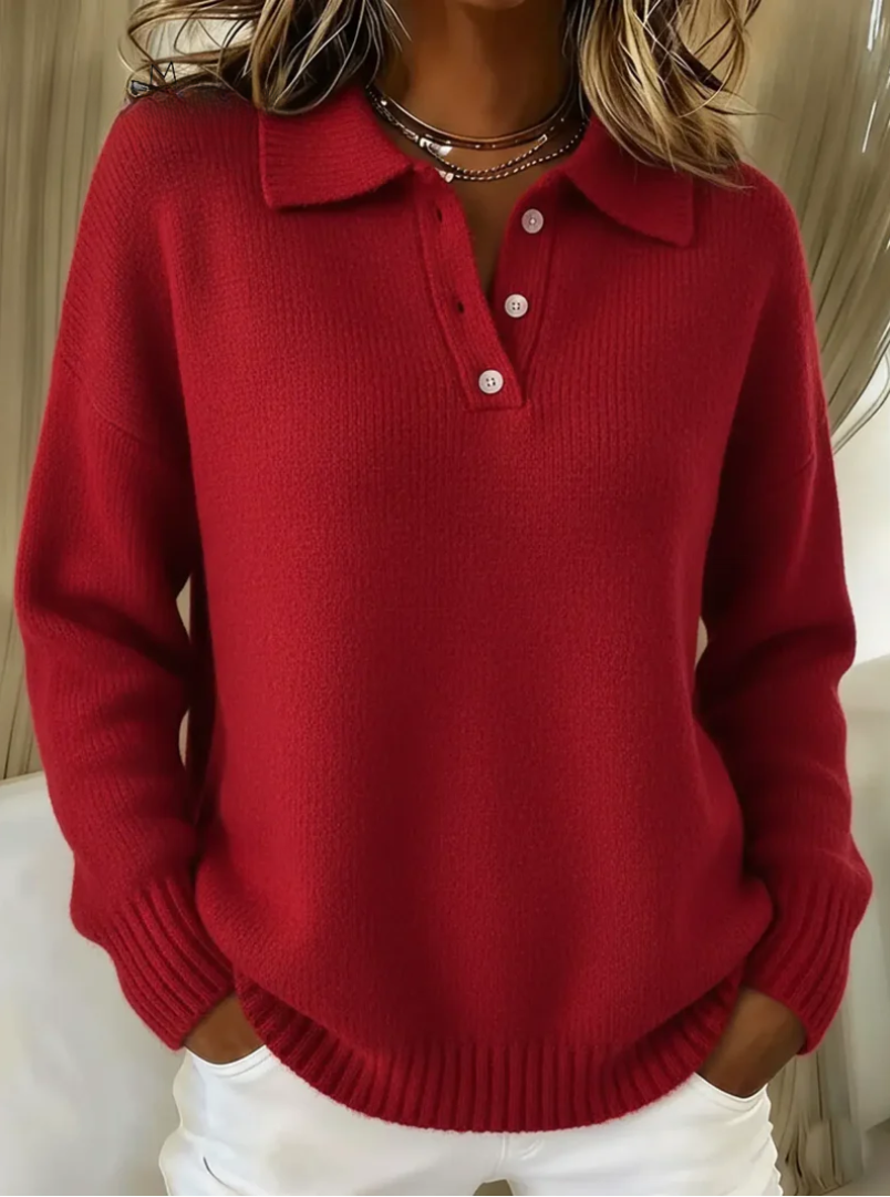 Alma | Women's Winter Sweater – Collared Polo view 4