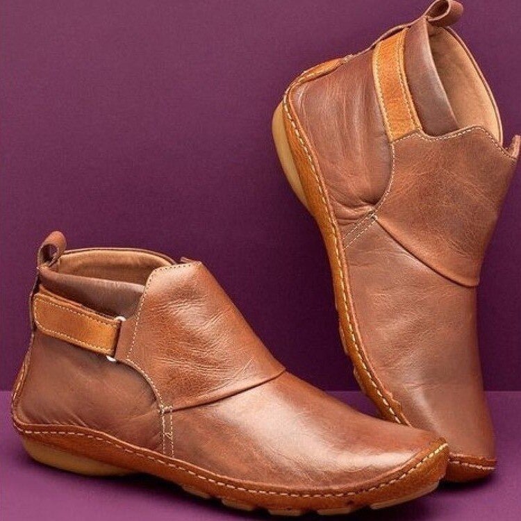 Katrina | Leather Ankle Boots with Strap Closure view 2