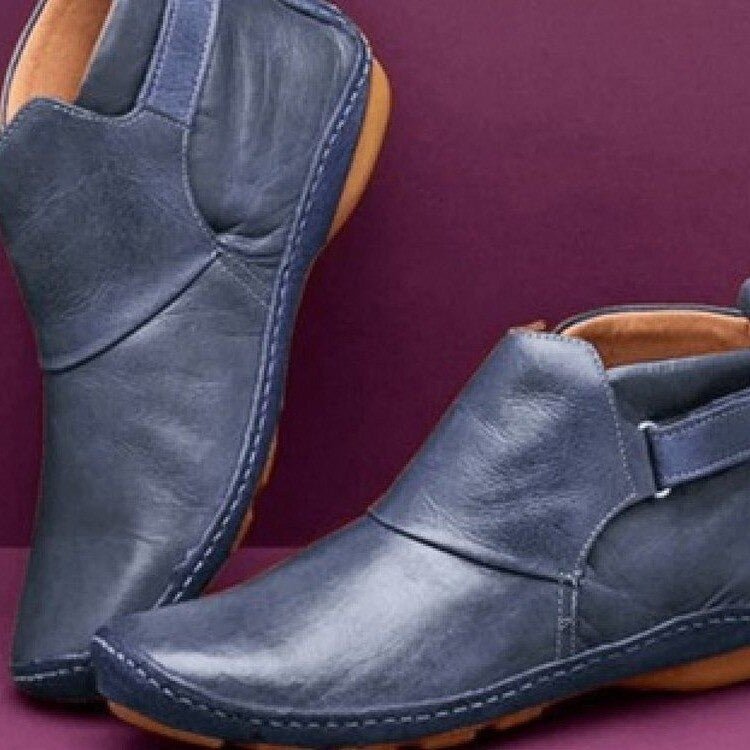 Katrina | Leather Ankle Boots with Strap Closure view 3
