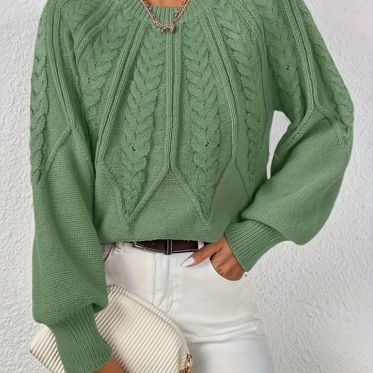 Eleanor | Women's Oversized Cable Knit Sweater – Relaxed Chunky Winter Pullover