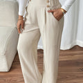 Lydia | Women's Wide Leg Trousers – High Waisted Elastic Waist Dress Pants