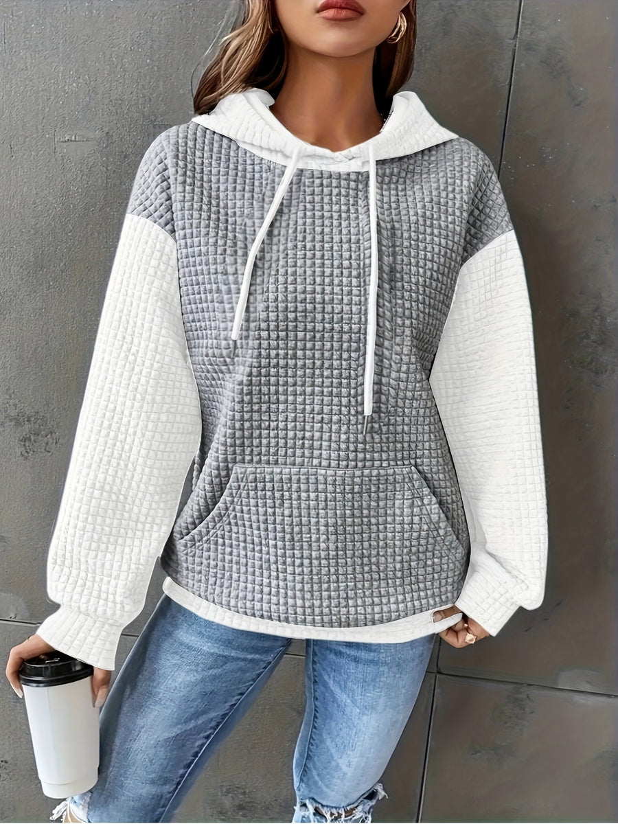 Brenna | Women's Waffle Knit Hoodie – Oversized Cozy Pullover Sweatshirt view 4