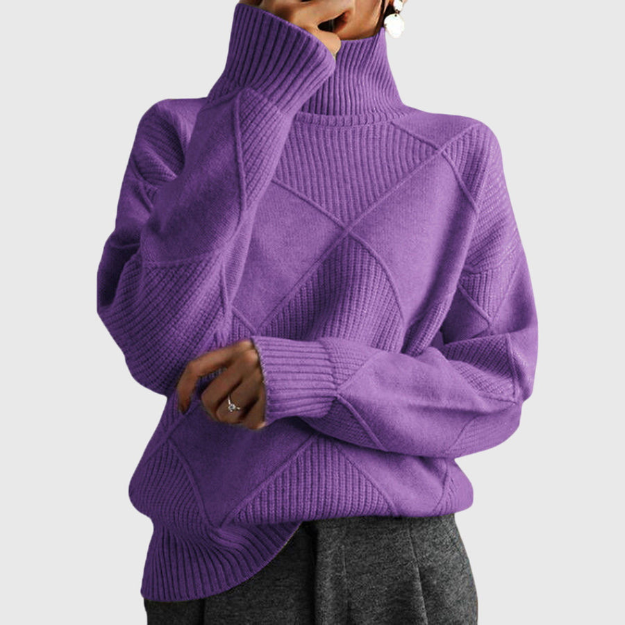 Wrenna | Roll Neck Sweater with Diagonal Seam Detail view 4
