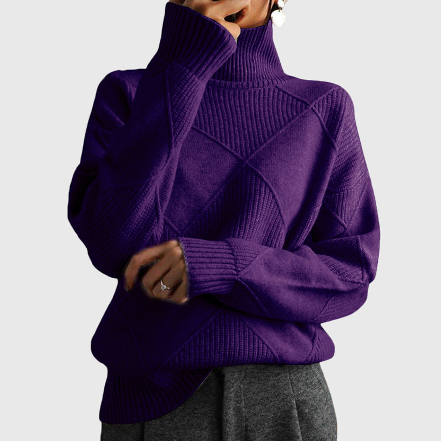 Wrenna | Roll Neck Sweater with Diagonal Seam Detail view 13