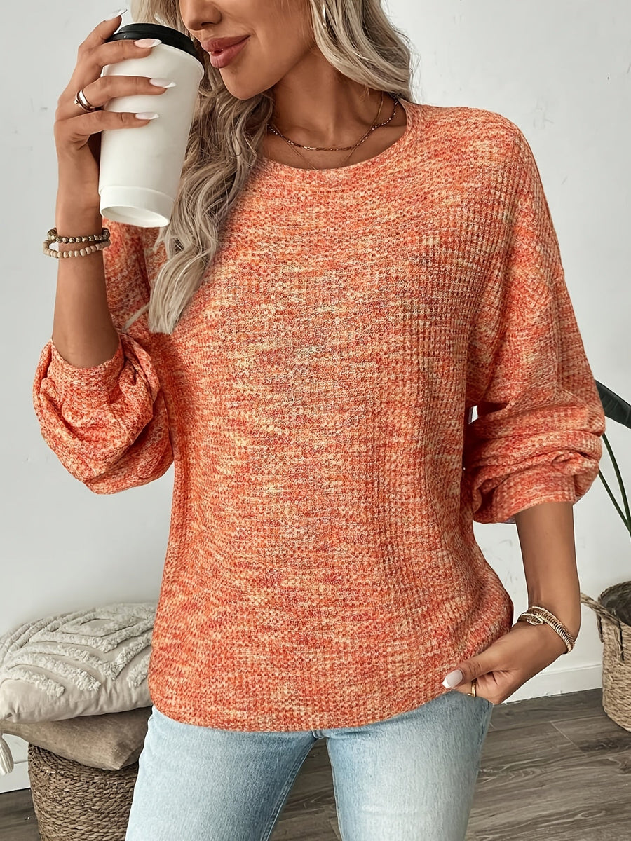 Katrina | Women's Waffle Knit Sweater – Relaxed Cozy Pullover view 5