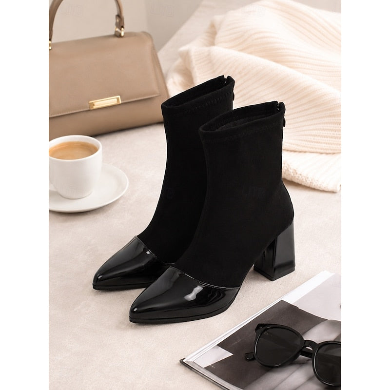 Beatrix | Women's Block Heel Ankle Boots – Cap Toe Chunky Heel Booties view 3