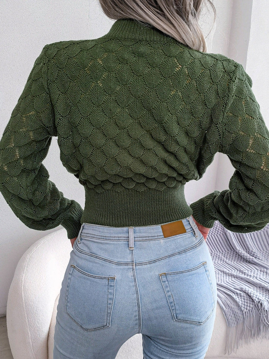 Melanie | Women's Cropped Sweater – Textured Knit Winter Pullover view 21