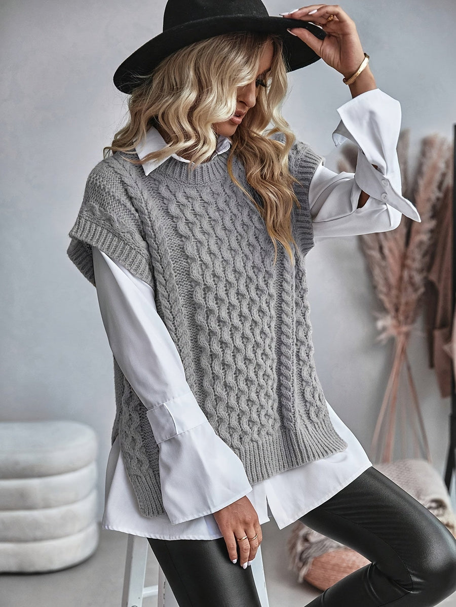 Bridget | Women's Cable Knit Sweater Vest – Cozy V Neck Knit Vest view 7