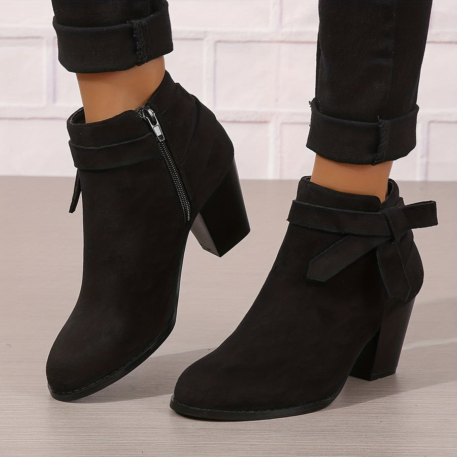 Fionnula | Block Heel Ankle Boots with Bow Detail view 2