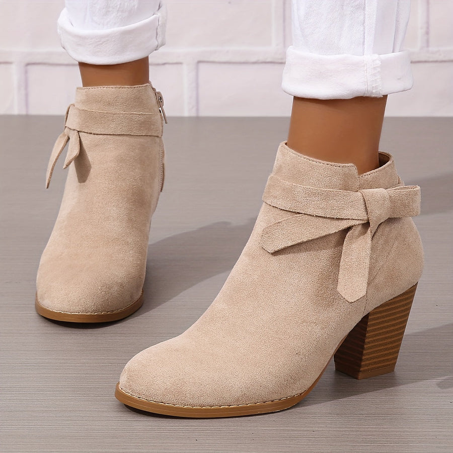 Fionnula | Block Heel Ankle Boots with Bow Detail view 3