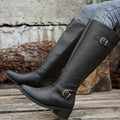 Miriam | Knee High Leather-Look Buckle Boots