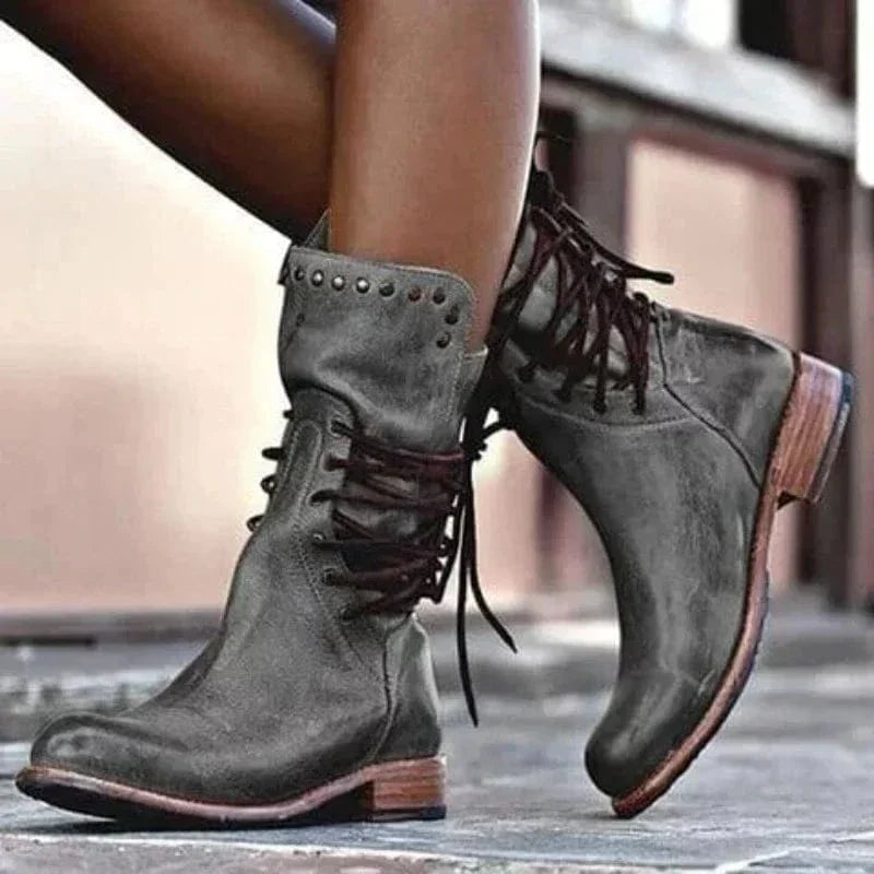 Alaina | Lace-Up Ankle Boot with Western Detail view 2