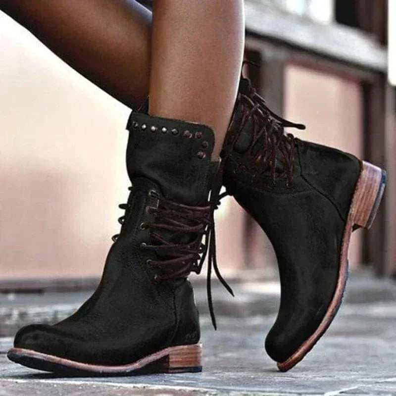 Alaina | Lace-Up Ankle Boot with Western Detail view 3