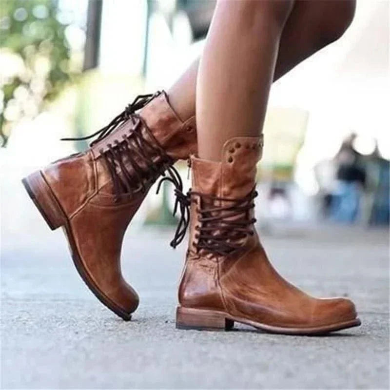 Alaina | Lace-Up Ankle Boot with Western Detail view 4