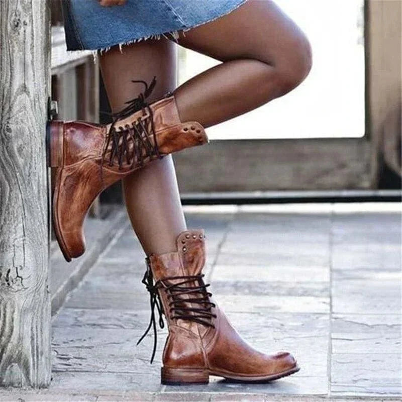 Alaina | Lace-Up Ankle Boot with Western Detail view 5