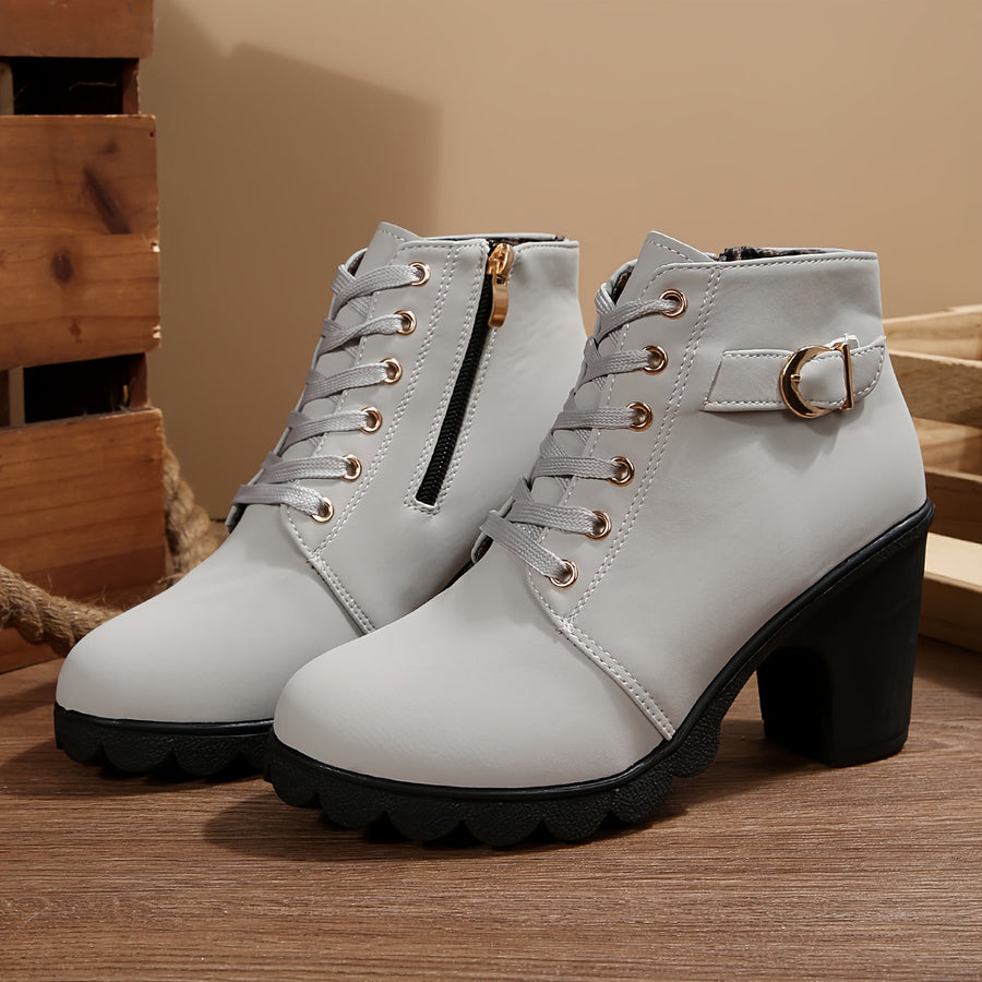 Modesty | Lace-Up Block Heel Ankle Boot view 2