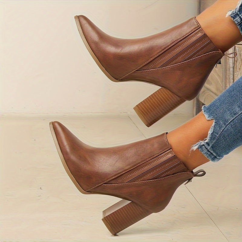 Sorcha | Square Heel Pointed Toe Ankle Boots view 2