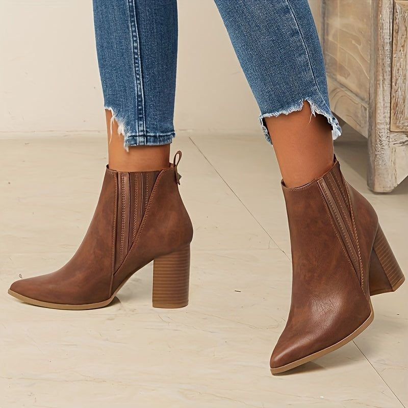 Sorcha | Square Heel Pointed Toe Ankle Boots view 3