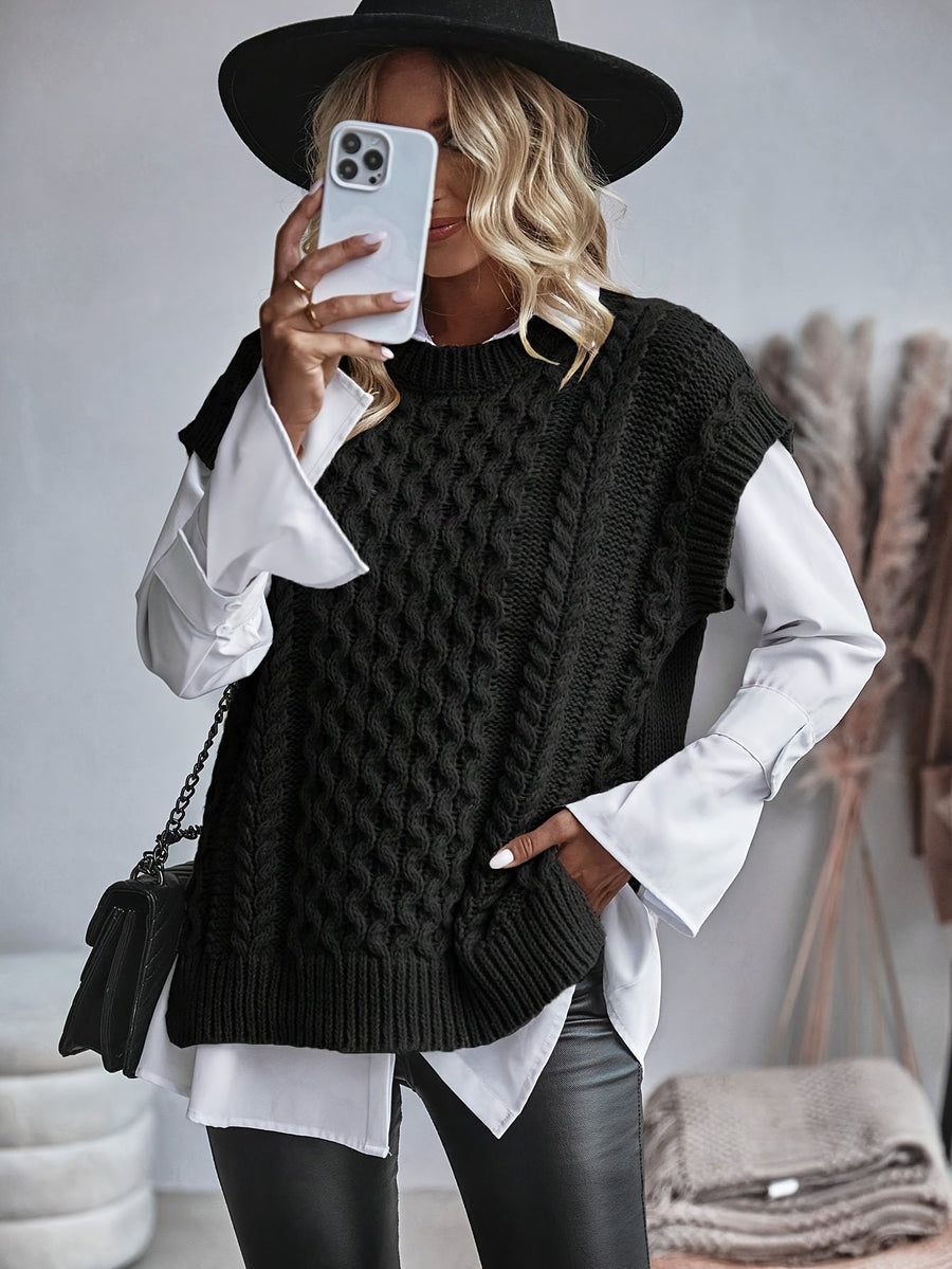 Bridget | Women's Cable Knit Sweater Vest – Cozy V Neck Knit Vest view 9