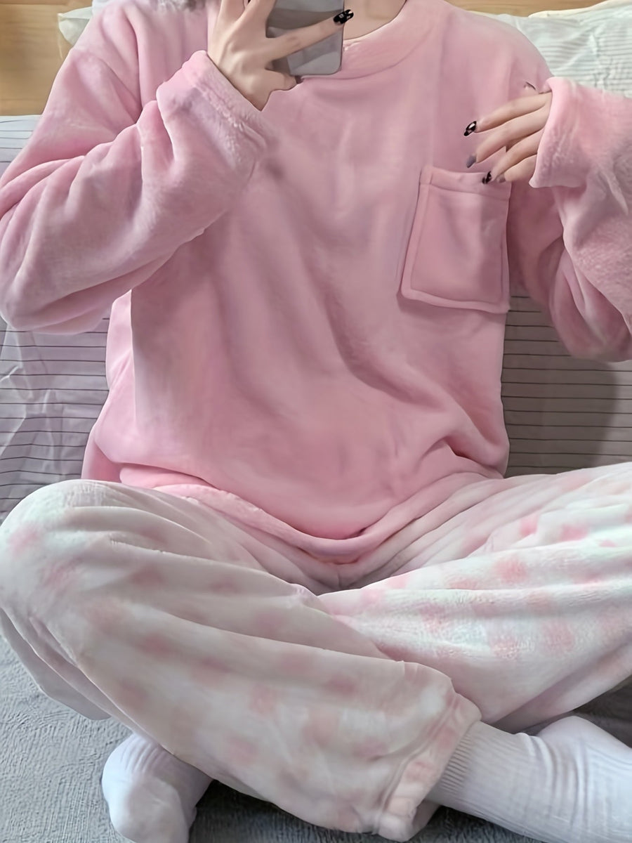 Marcella | Women's Plush Pajama Set – Cozy Two Piece Lounge Set view 2