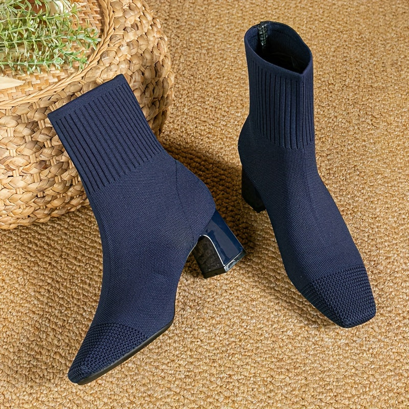 Honeysuckle | Knit Ankle Boot with Block Heel view 1