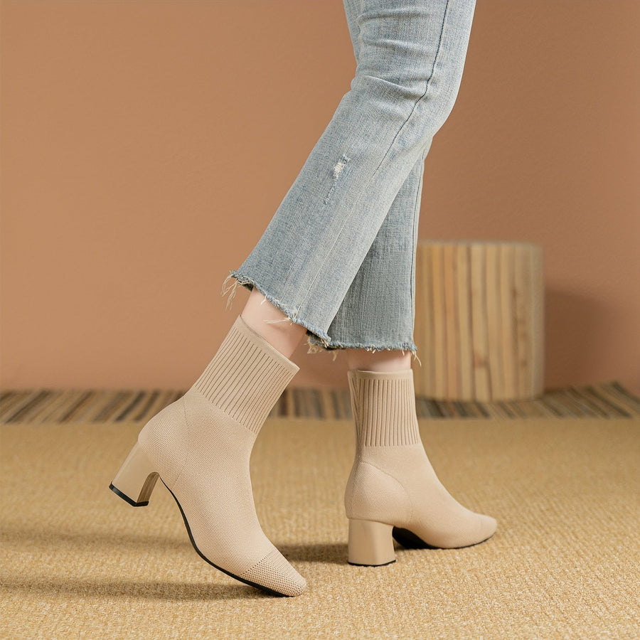 Honeysuckle | Knit Ankle Boot with Block Heel view 10