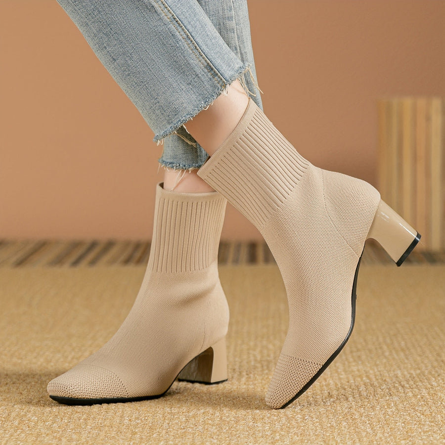 Honeysuckle | Knit Ankle Boot with Block Heel view 13
