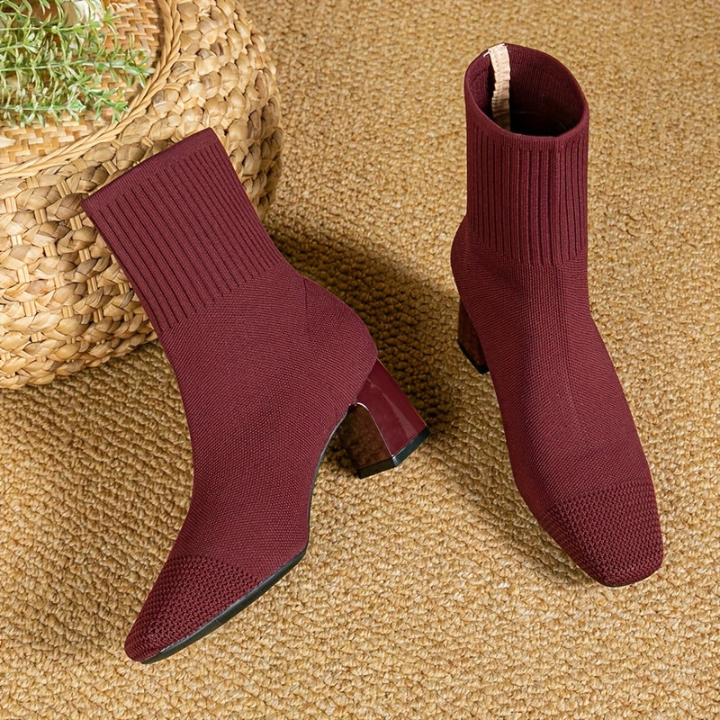 Honeysuckle | Knit Ankle Boot with Block Heel view 14