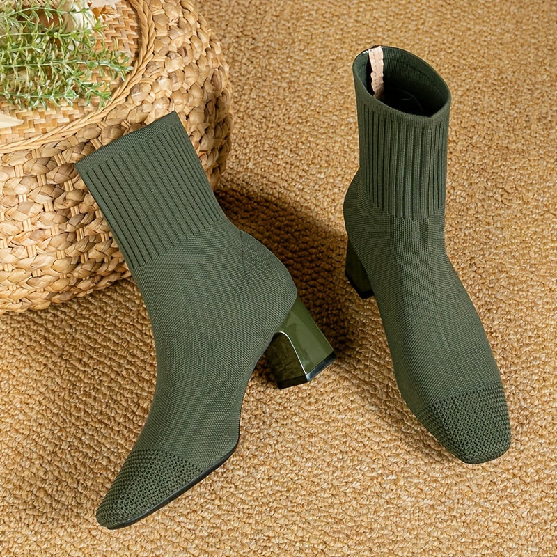 Honeysuckle | Knit Ankle Boot with Block Heel view 2