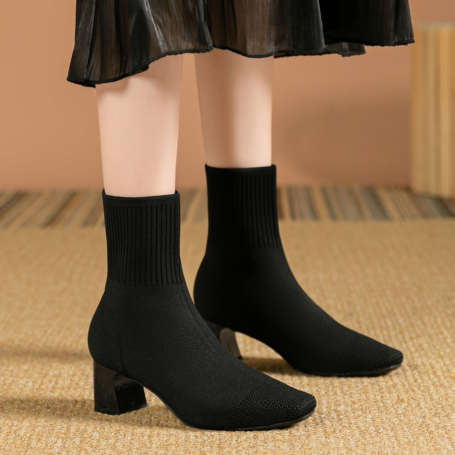 Honeysuckle | Knit Ankle Boot with Block Heel view 4
