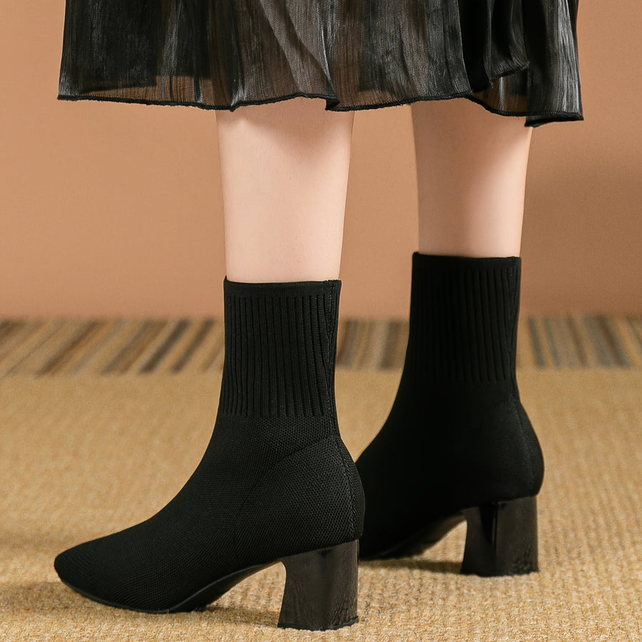 Honeysuckle | Knit Ankle Boot with Block Heel view 8
