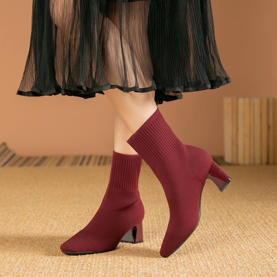 Honeysuckle | Knit Ankle Boot with Block Heel view 9