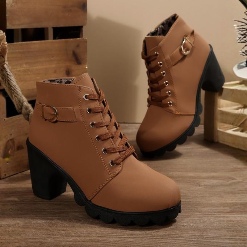 Ursula | Lace-Up Block Heel Ankle Boots