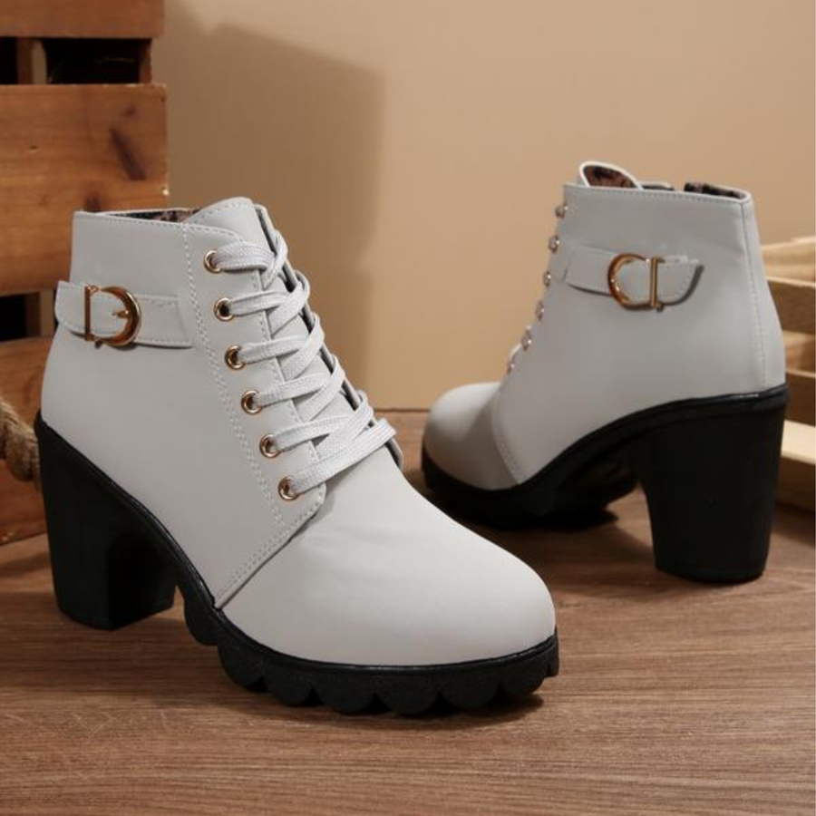 Ursula | Lace-Up Block Heel Ankle Boots view 2