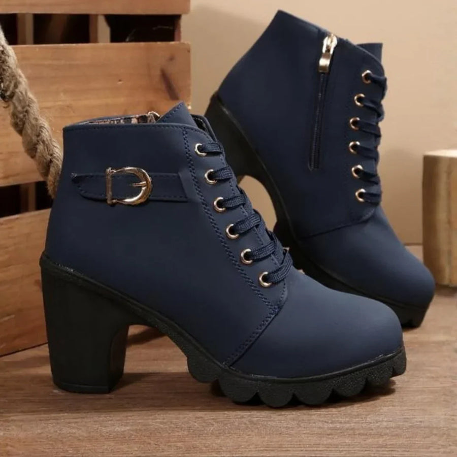 Ursula | Lace-Up Block Heel Ankle Boots view 4