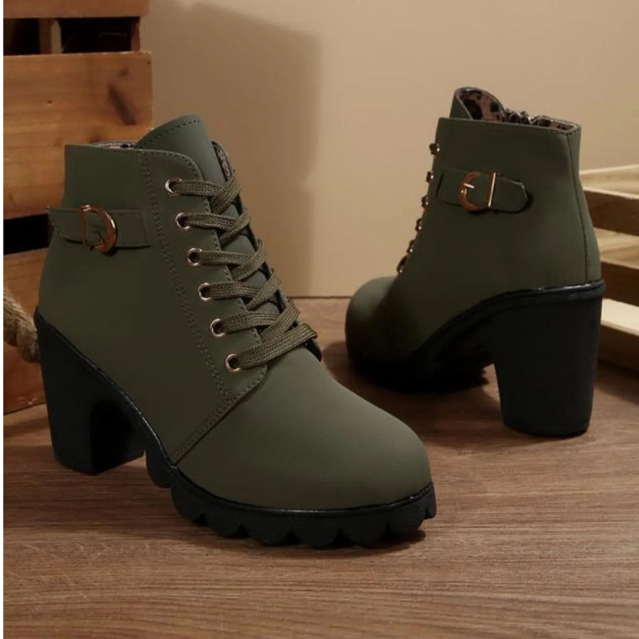 Ursula | Lace-Up Block Heel Ankle Boots view 5