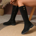 Briseis | Knee High Boots with Gold Button Detail